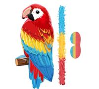 Piñata de Loro Pequeña de Colores Suministros de Fiesta Hawaiana Juguete de Pájaro con Venda de Ojos Palo y Confeti para Niño Luau Hawai Verano Selva Tropical Cumpleaños Temático Decoración