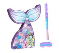 Piñata de sirena para decoración de fiesta de cumpleaños, suministros de fiesta temática oceánica con varilla de golpeo y ojo, 12.4 x 2.9 x 16.2 pulgadas