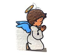 Piñata Decorativa en Forma de Ángel Rezando, Azul y Dorado, 50 cm de Alto, Diseño Artesanal para Fiestas y Celebraciones