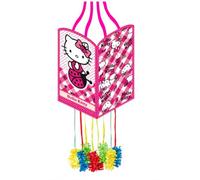 Piñata Hello Kitty lady bird 20 x 35 cm con Cintas | Piñata Infantil Rosa para Cumpleaños, Fiestas Temáticas y Celebraciones
