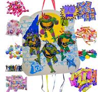 Piñata Tortugas Ninja + Pack 70 Chuches Sin Gluten y Juguetes - Piñata - Piñata Cumpleaños - Tortugas Ninja Cumpleaños - Piñata - Relleno Piñata - Infantil - Turtles Ninja - PARTY4EVER