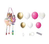 Piñata Unicornio + 51 piezas + guirlanda con luz, Piñata infantil, Piñata unicornio cumpleaños, 43,2 cm x 47,6 cm, Piñata grande para rellenar, Globos de unicornio, Decoración cumpleaños