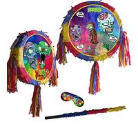 Piñata zombi con palo y venda para los ojos