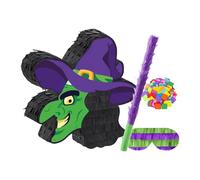 Piñatas de bruja de Halloween fáciles de colgar con caramelos surtidos, decoración de fiestas para niños, juego interactivo con forma de bruja, decoración de juego de aplastamiento de caramelos