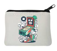 Pinball Arcade Machine Art - Monedero de neopreno (10 x 11 cm), color blanco, White, Talla única