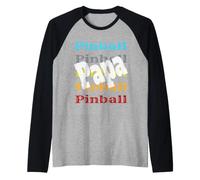 Pinball Papa Retro Videojuego Arcade Jugador Ganador Asistente Camiseta Manga Raglan