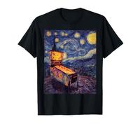 Pinball Retro Arcade Juego Van Gogh Noche Estrellada Pintura Camiseta