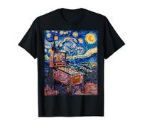Pinball Retro Arcade Juego Van Gogh Noche Estrellada Pintura Camiseta