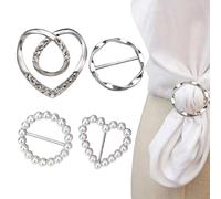 Pince Anneau Écharpe - 4pcs Attaches Métal Pour Nœud T-Shirt, Boucle Coin Vêtements Noués Avec Perle & Strass | Accessoire Maintien À La Mode Pour Chemises, Foulards & Robes Femmes