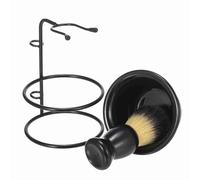 Pincel de Afeitado y Tazón, Pinceles de Afeitar para Hombres Kit Afeitado Negro con Cabello Fibra Sintética, Ofrece un Suave y Agradable