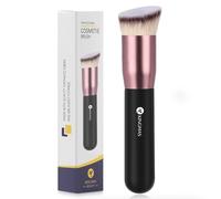 Pincel de base de Kabuki en ángulo superior, cepillo de maquillaje premium para líquido, mezcla, crema, polvo, rubor, pulido de rostro, herramientas de maquillaje facial, color negro