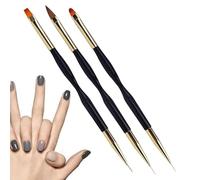Pincel de manicura acrílico de doble cabeza para uñas, 3 unidades