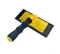 Pincel de pintura con mango giratorio ajustable y extremo roscado para uso con postes de extensión en superficies verticales (amarillo)