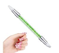 Pincel de silicona - Bolígrafo de manicura de doble cabeza, aplicador en polvo cromado | Ideal para crear patrones modelando extensiones y aplicando esmalte semipermanente