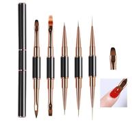 Pincel Detalle Uñas,5 Bolígrafos Doble Punta Portátiles Para Puntos,Kit Pinceles Y Punzones | Para Hogar Salón Pintura Floral Aplicación De Pintura Mujeres Chicas Damas Amigas