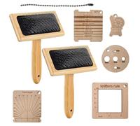 Pincel para cardado de lana - Juego para cardado de lana, carda de mano | Peine para mantas de lana con mango de madera, cepillo para fieltro para mezcla de lana, hilado, artesanía, creación