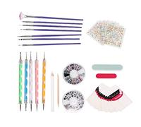 Pincel para decoración de uñas, bolígrafo punteador, lima de uñas, pegatina, bloque pulidor, juego de herramientas de manicura