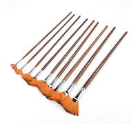 Pincel para Pintar, 9 Piezas Herramienta de Pintura para Arte Profesional Manija de Madera Duradera Tubo de aleación de Aluminio Marrón Nylon Abanico para el Cabello Lápiz en Forma
