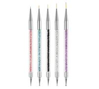 Pincel Para Uñas De Gel, 5 Piezas Pinceles Manicura Nail Art, Juego De Pinceles Dobles Para Uñas Acrílicas Con Pincel De 5/7/10/12/15 mm Para Delinear y Pincel De Punteado Para Manicura Francesa