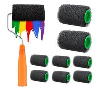 Pincel rodillo pintura - Rodillo para paredes pincel pintura Set para pintura casa - Aplicador 10X con tapas de reemplazo, herramientas manuales compactas para interiores y exteriores