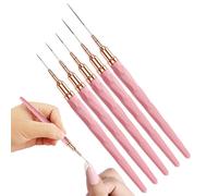 Pincel - Set Pinceles Líneas Uñas | Ideal para Líneas Largas y Detalles Finos | 5 Tamaños: 7/9/11/15/25 Mm | Para Manicura Profesional y, Cerdas Nylon Alta Calidad