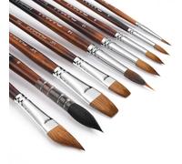 Pinceles Acuarela Profesionales - 9 Pinceles de Pelo Natural para Acuarela | Excelente Resorte y Gran Absorción | Pinceles mop Acuarela, Watercolours Brushes, Pinceles de Artista