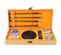 Pinceles de Escritura para Caligrafía, Juego de 10 Piezas China Set de Caligrafía de Pincel de Escritura y Pintura Bloque de Tinta Sello Inkpad Rack de Pluma Tazón de Agua