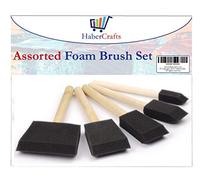 Pinceles de Espuma, esponjas de Pintura, Almohadillas de Pintura, Pinceles de Esponja para Pintura acrílica, decoración de Barniz, Mangos de Madera, 5 Juegos Mixtos (5 Pinceles de Espuma de Varios