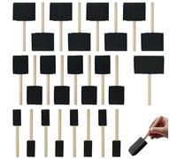 Pinceles de espuma para pintura acrílica, juego de 25 piezas con 4 tamaños, mangos de madera ligeros, acabado suave para manualidades, pintura, tinción, mod podge, muebles y proyectos de bricolaje