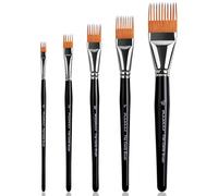 Pinceles Grainer - 5 Pinceles Peine de Pelo Sintético para Efectos de Líneas, Césped, Pelo y Texturas | Ideal para Acrilica, Acuarela y Óleo