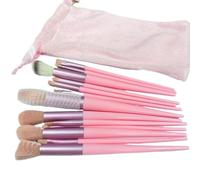 Pinceles Maquillaje Juego de 13 brochas maquillaje, bolsa franela, brocha for colorete cerdas suaves, for sombra ojos, for polvos sueltos, juego completo herramientas belleza(Pink)