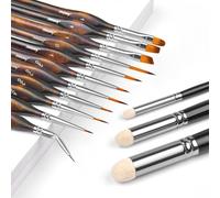 Pinceles Miniaturas Profesional - 11 Piezas Premium Detalle Fino Pinceles + 3 drybrush Pincel para Acrilica, Modelo, Miniatura, Warhammer 40K, DND, Tabletop, Citadel | Drybrush Miniature