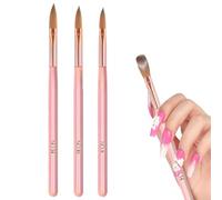 Pinceles para Acrílico,3 PCS Kit Aacrilico para Uñas Profesional Tamaños 8/10/14 Rosa Pinceles para Polvo Acrílico Ideal para Principiantes Nail Art Regalo Mujer DIY