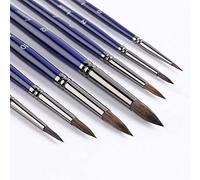 Pinceles para Acuarela - Set de Pinceles para Pintar con Punta Redonda para Artista, Mango Corto para Cabello Sable, 7 Piezas