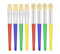 Pinceles para Niños - Kit de 8 Piezas Coloridos para Pintura, Principiantes, Suministros de Arte, Acrílico, Acuarela, Óleo (4 Redondos y 4 Planos)