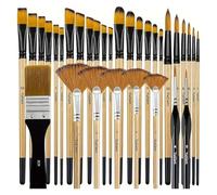 Pinceles para Pintura Juego de Pinceles 28/32 Piezas, Serie Artist, cerdas Nailon con Forma Redonda, Lengua Gato, Plana, en Abanico, Angular y Detalles Finos for Artistas(Color1)