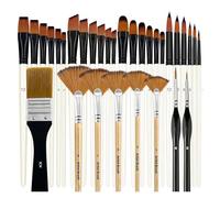Pinceles para Pintura Juego de Pinceles 28/32 Piezas, Serie Artist, cerdas Nailon con Forma Redonda, Lengua Gato, Plana, en Abanico, Angular y Detalles Finos for Artistas(White)