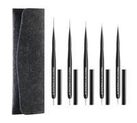 Pinceles para Uñas Nail Art 5 Piezas con Tapas & Bolsa,Set de Pinceles Liner y Herramientas Dotting Pen de Doble Punta para Gel,Diseño Profesional y Detalles Finos