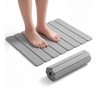 Pincho Alfombra Diatomita Baño, Alfombrilla Cocina, Escurreplatos Diatomita, Alfombra Ducha Antideslizante Plegable, Alfombrilla Fregadero Secado Rapido - 30x40 cm Gris, Baño y Cocina (2)