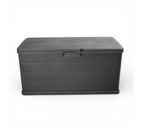 Pincho Baul Almacenaje Cofre, Arcon Jardin Exterior, Mueble Almacenaje con Cierre para Candado, Caja Plastico Extra Grande con Tapa Abatible - 120x60x60 Cm, Antracita, Baul Jardin Exterior
