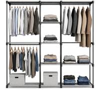 Pincho Burro Ropa, Armario de Tela, Armario Ropero Portatil para Ropa, Armario Tela, Organizador de Ropa, Vestidor Abierto, Closet Organizer, Perchero Burro Ropa Colgador Ropa - 182 x 43 x 182 cm