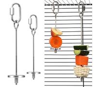 Pincho colgante para pájaros, tamaño pequeño, grande, de acero inoxidable, para loro, fruta, verdura, palo, juguete de búsqueda (pequeño)
