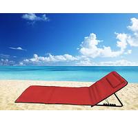 Pincho Estera de Playa Plegable portátil con Respaldo Ajustable y reposacabezas 158x56cm Bolsillo de Almacenamiento Viajes Picnic (Rojo)