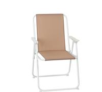 Pincho Silla Plegable Silla De Playa, Tumbona Playa Plegable, Tumbona Jardin Exterior Resistente, Camping Ligera Portátil - Tejido Transpirable Marron con Reposabrazos (Beige)