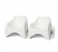 Pincho Sillas de Jardín de Plástico Blanco Nuvola Pack de 2 Sillones Exterior para Terraza y Balcón, Reposabrazos Cómodos, Diseño Monobloque Fácil Limpieza - 70x80x70 cm