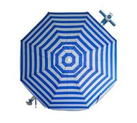 Pincho Sombrilla playa 180 cm, Aluminio, UPF+50 bloquea 99% de rayos UV, Punta de Aluminio Reforzado, 8 Varillas de fibra de vidrio, Muy ligera 1,2 kg, ventana superior (Azul y Blanco)