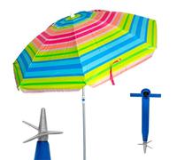 Pincho Sombrilla Playa Grande 200 cm, Antiviento con Protección UV50+, Tubo de Aluminio y 8 Varillas de Fibra de Vidrio, Reclinable con Ventana Superior, Incluye Punta de Aluminio