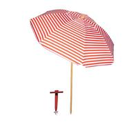Pincho Sombrilla Playa Grande 200 cm, Antiviento con Protección UV50+, Tubo de Aluminio y 8 Varillas de Fibra de Vidrio, Reclinable con Ventana Superior, Incluye Punta de Aluminio