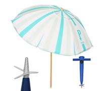 Pincho Sombrilla Playa Grande Familiar 200 cm, Sombrilla Playa Anti Viento UV50 Inclinable con Ventana, Soporte Anclaje y Bolsa Transporte, Tubo Aluminio Oxford, 8 Varillas Flexibles Fibra Vidrio