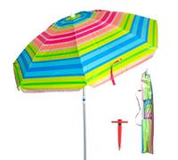 Pincho Sombrilla Playa Grande Familiar 200 cm, Sombrilla Playa Anti Viento UV50 Inclinable con Ventana, Soporte Anclaje y Bolsa Transporte, Tubo Acero Oxford, 8 Varillas Flexibles Fibra Vidrio